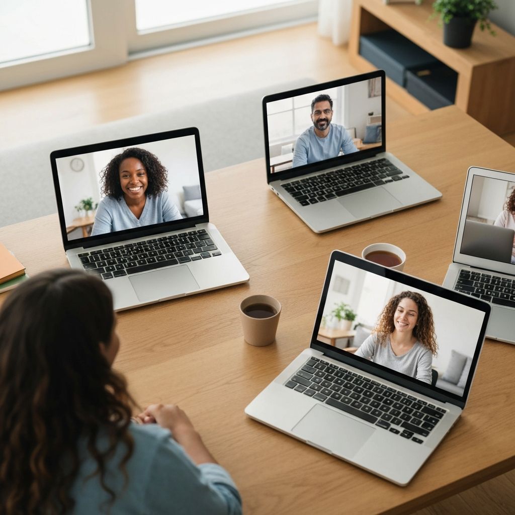 Volunteers on a video call collaborating remotely
